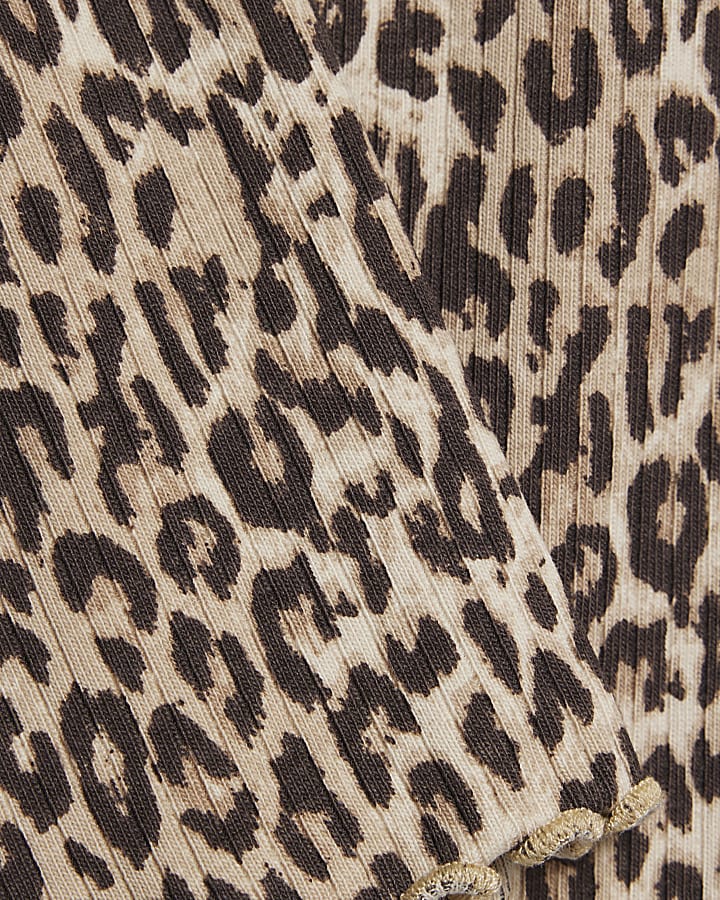 Mini Girls Brown Leopard Print Cardigan Set