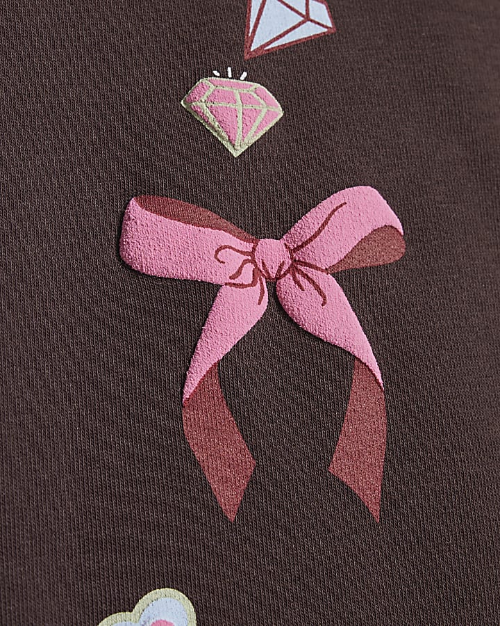 Mini Girls Brown Iconic Wide Leg Joggers