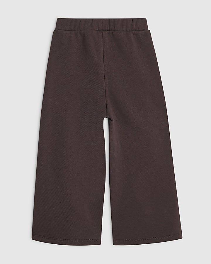 Mini Girls Brown Iconic Wide Leg Joggers