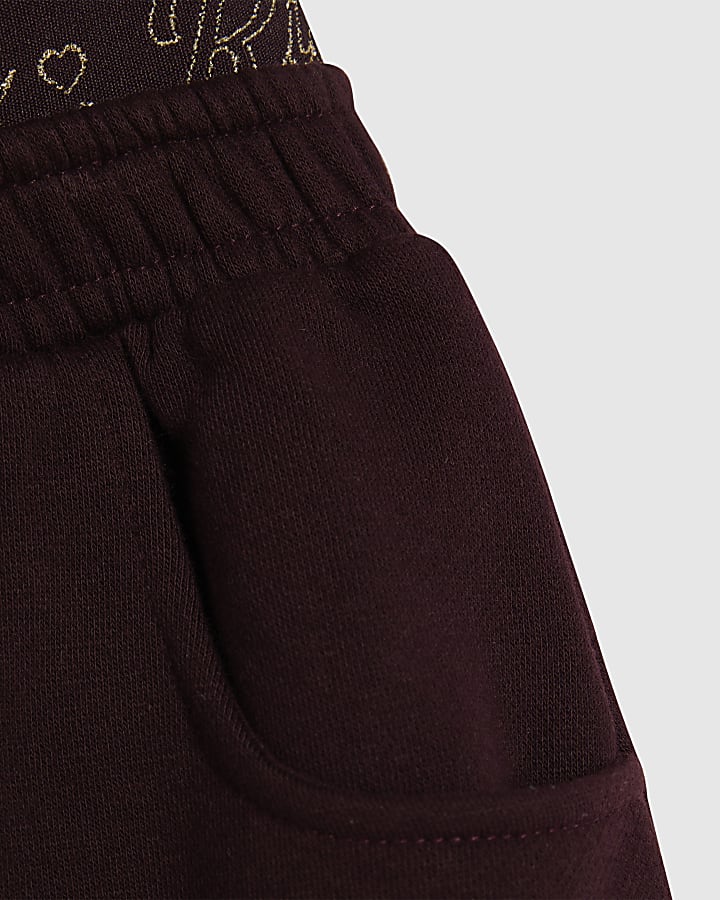 Girls Purple RI Script Wide Leg Joggers