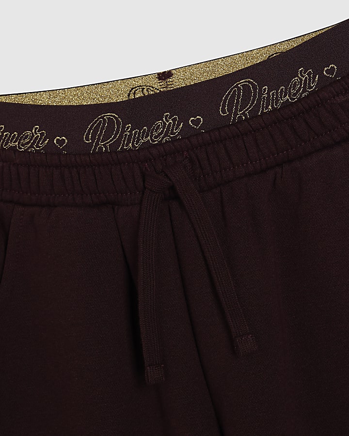 Girls Purple RI Script Wide Leg Joggers