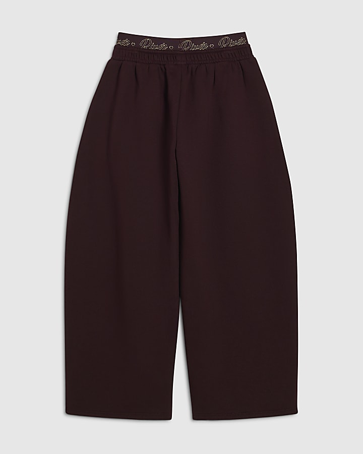 Girls Purple RI Script Wide Leg Joggers