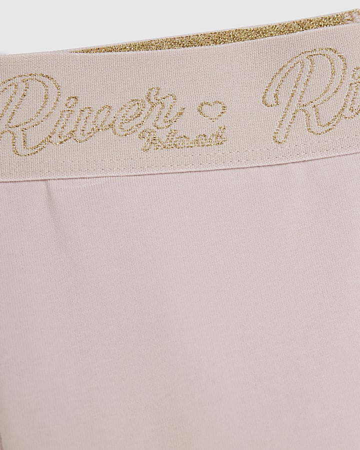 Girls Pink RI Scripty Flared Leggings
