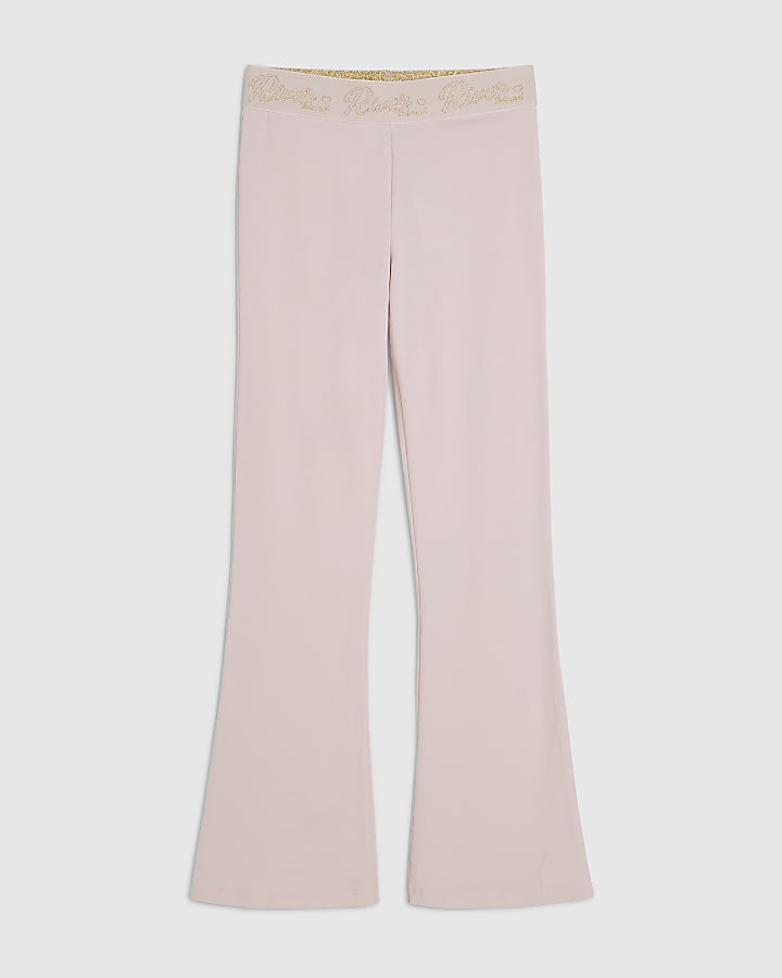Girls Pink RI Scripty Flared Leggings