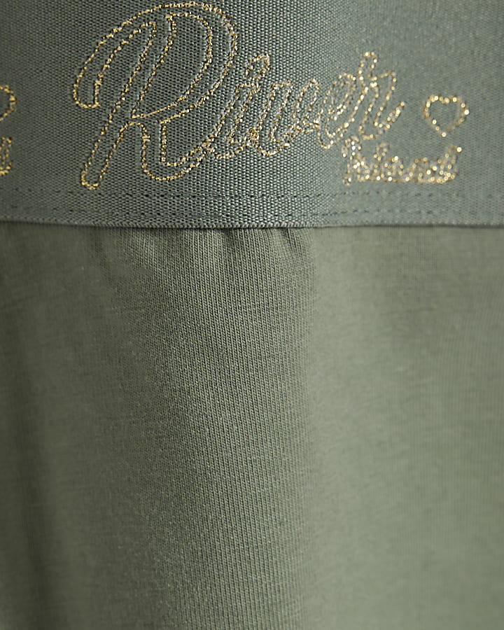 Girls Khaki RI Scripty Flared Leggings