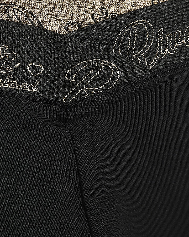 Girls Black Front Split Sweatshirt Set
