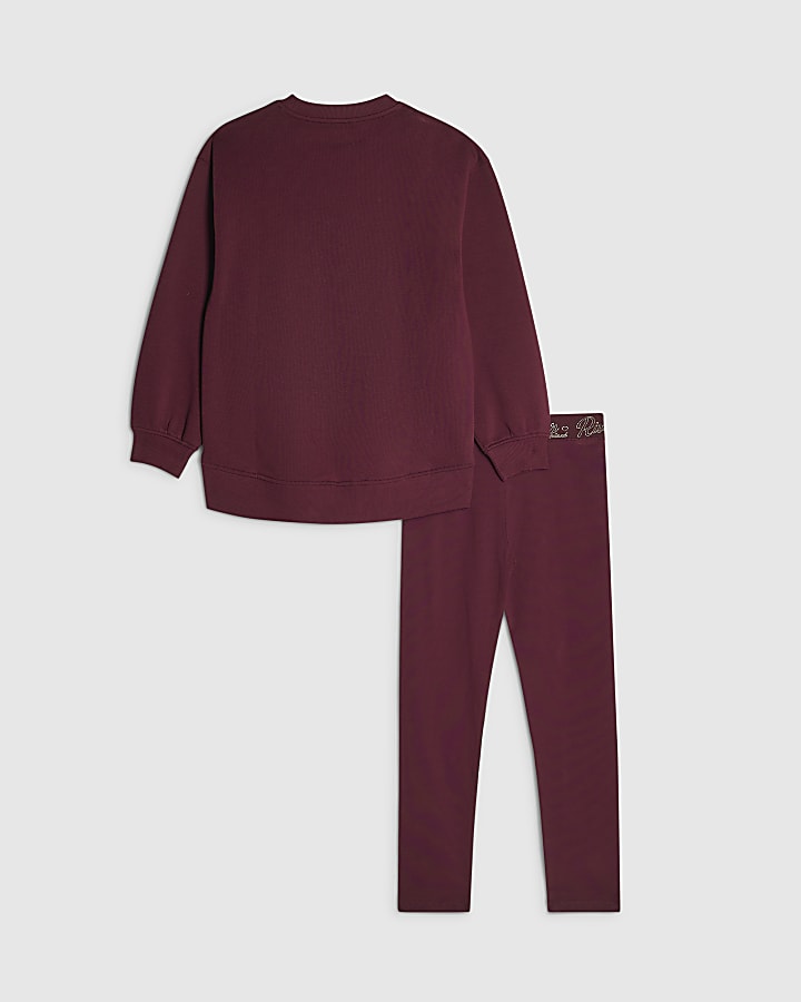 Girls Red RI Front Split Sweatshirt Set