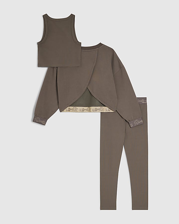 Girls Beige RI Scripty Sweatshirt 3 Piece Set