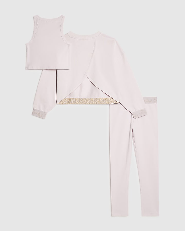 Girls Pink RI Scripty Sweatshirt 3 Piece Set