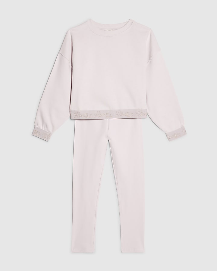 Girls Pink RI Scripty Sweatshirt 3 Piece Set