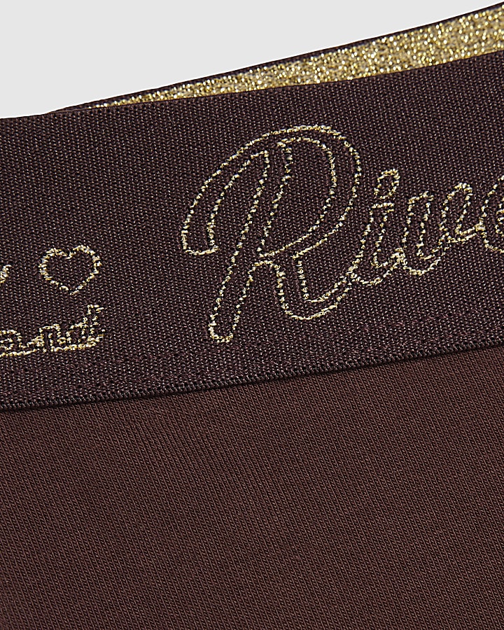 Girls Brown RI Scripty Flared Leggings