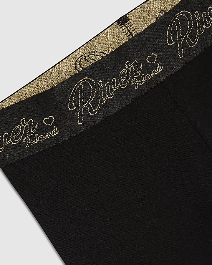 Girls Black RI Scripty Waistband Leggings