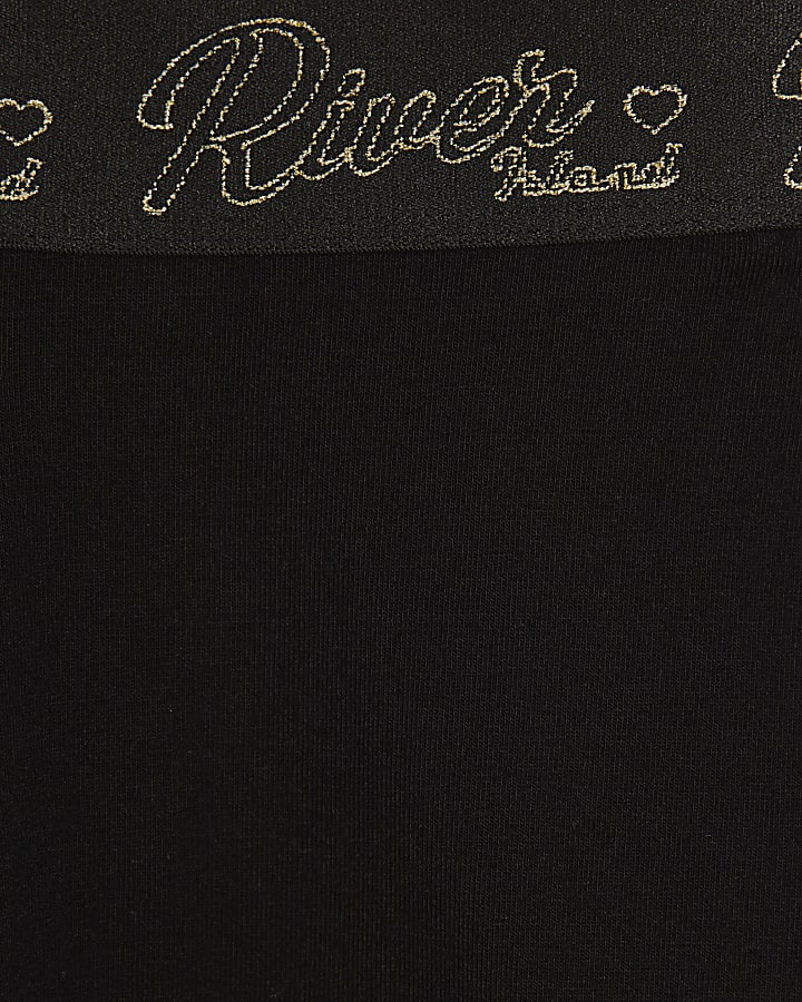 Girls Black RI Scripty Waistband Leggings