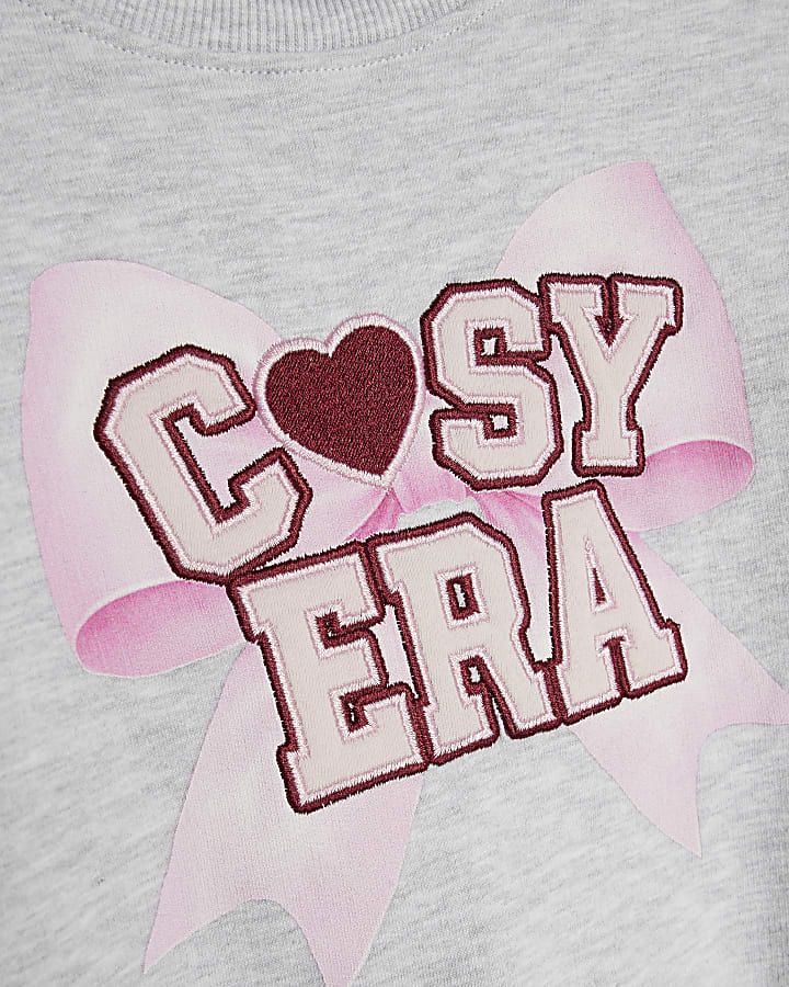 Girls Grey Cosy Era Sweatshirt Pyjamas Set