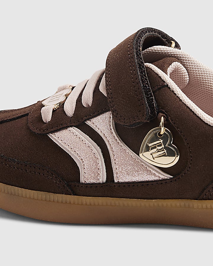 Girls Brown Glitter Trainers