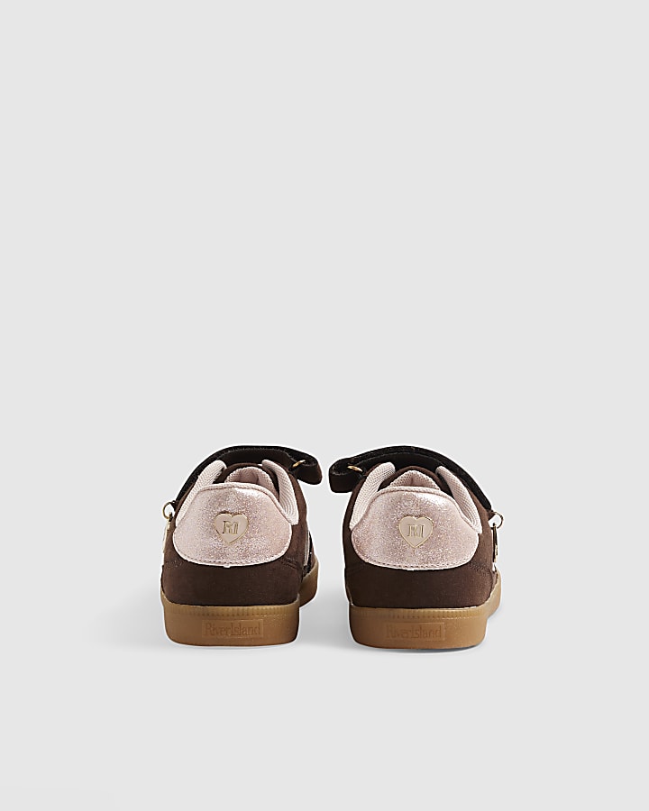 Girls Brown Glitter Trainers