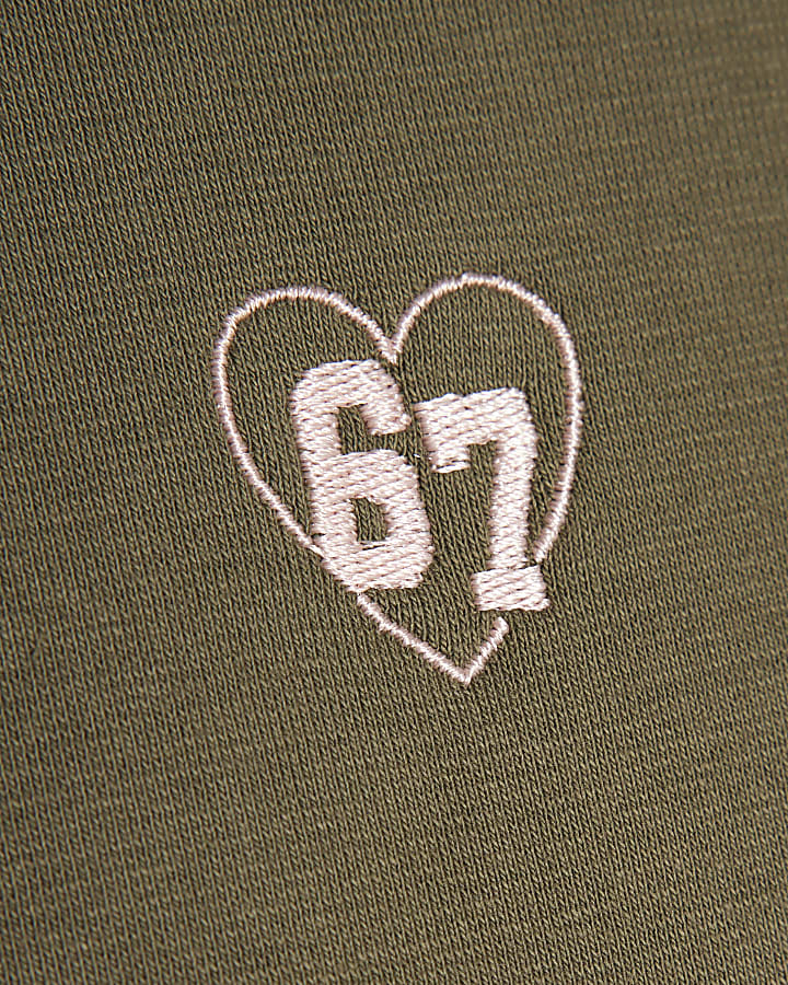 Mini Girls Khaki Ribbed T-Shirt Tracksuit Set