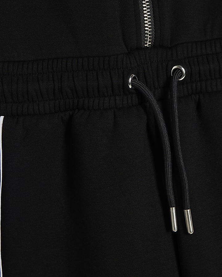 Girls Black Premium Diamante Heart Jumpsuit