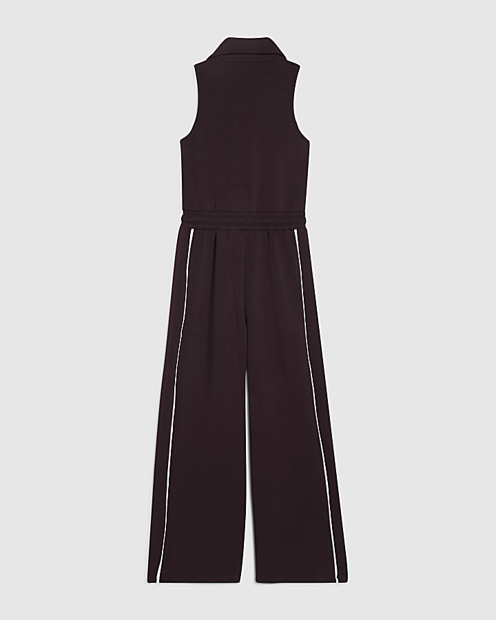 Girls Purple Premium Diamante Heart Jumpsuit