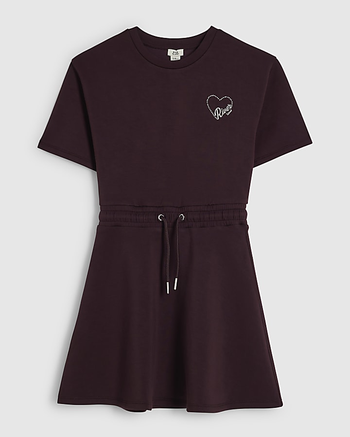 Girls Purple Premium Tie Waist Dress