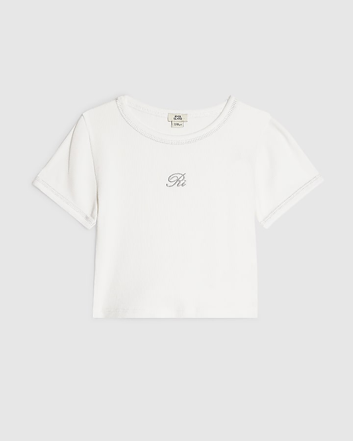 Girls White Lurex RI T-Shirt