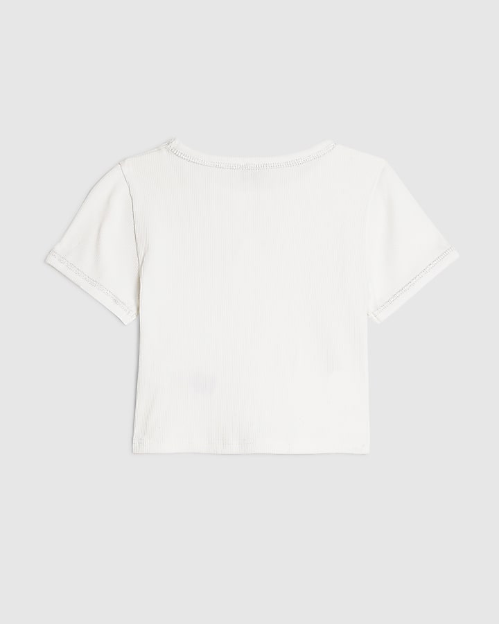 Girls White Lurex RI T-Shirt