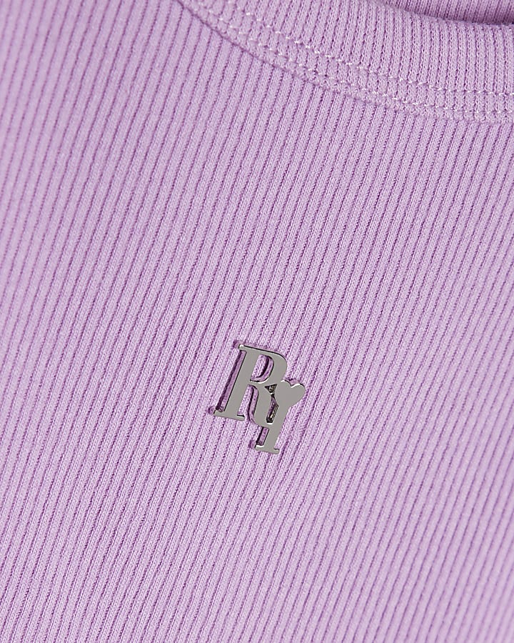 Girls Purple Heart Cut Out T-Shirt