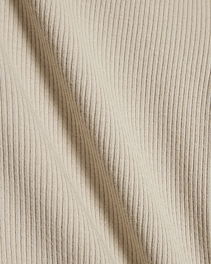 Girls Beige Long Sleeve Button Up Top