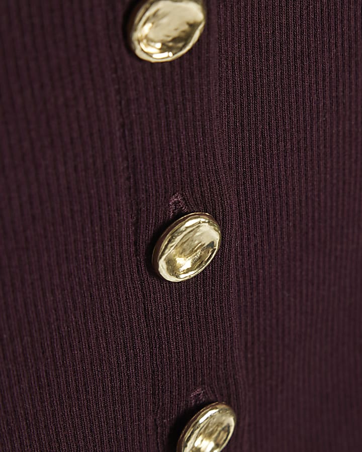 Girls Purple Long Sleeve Button Up Top