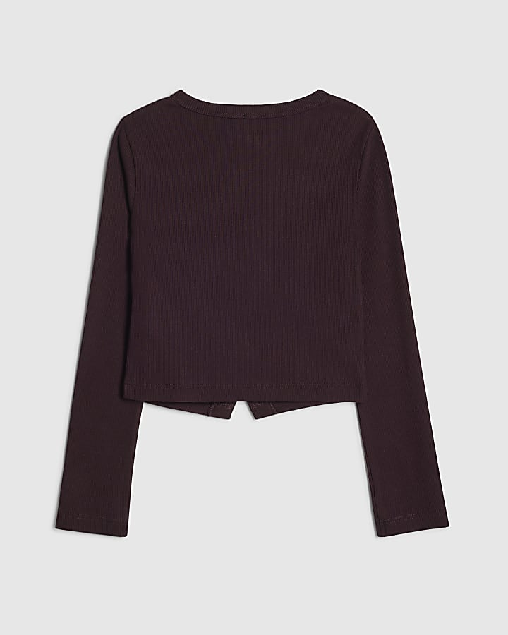 Girls Purple Long Sleeve Button Up Top