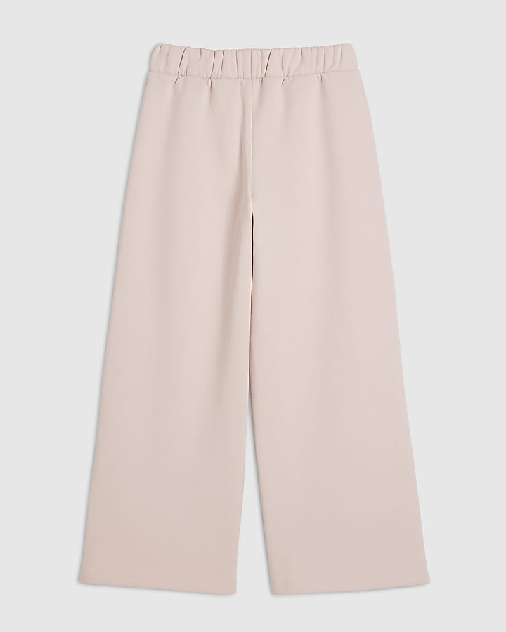 Girls Beige Icon Wide Leg Joggers