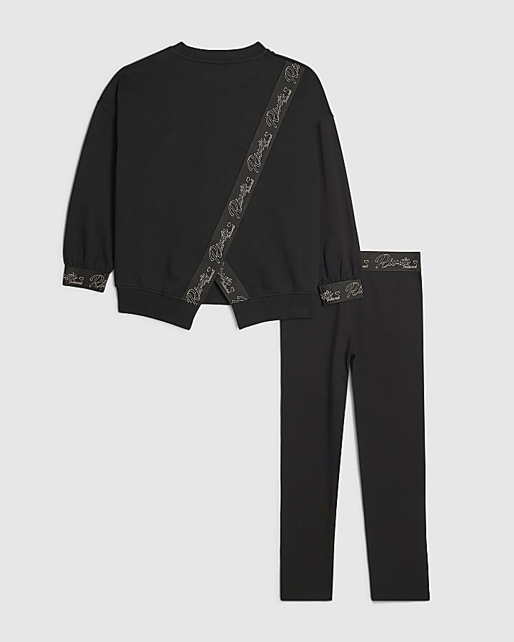 Girls Black RI Split Back Sweatshirt Set