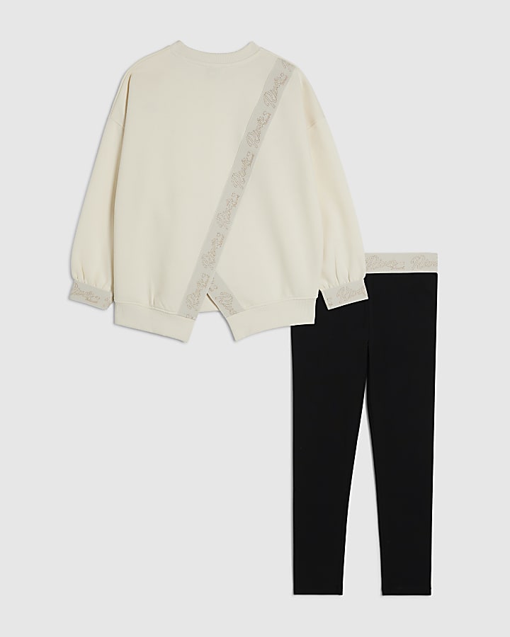 Girls Cream RI Split Back Sweatshirt Set