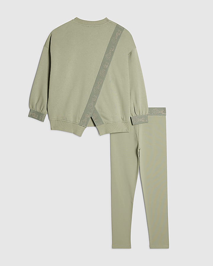 Girls Khaki RI Split Back Sweatshirt Set