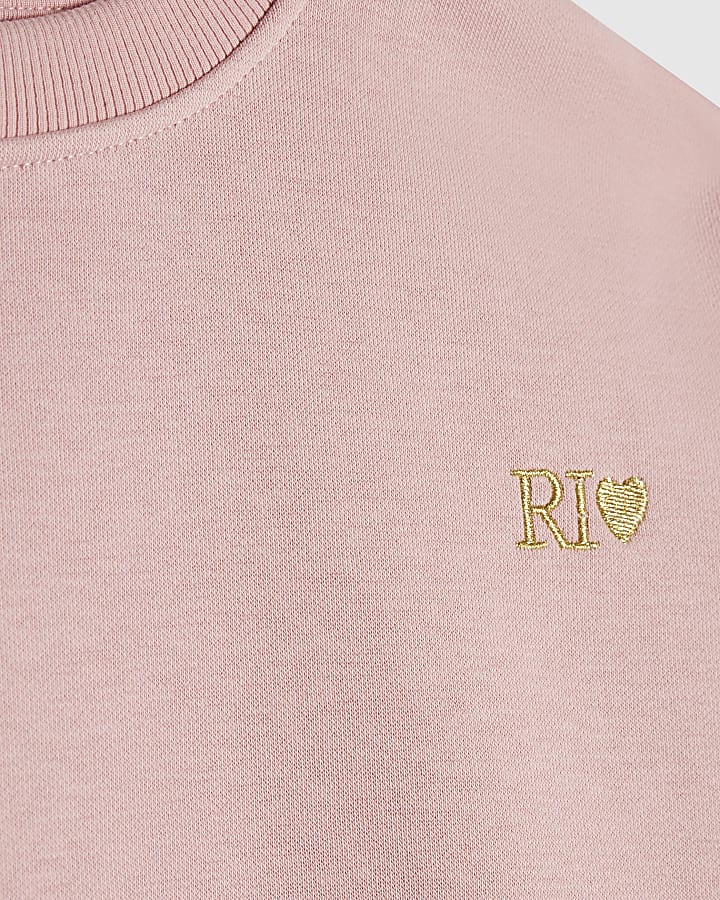 Girls Pink RI Split Back Sweatshirt Set