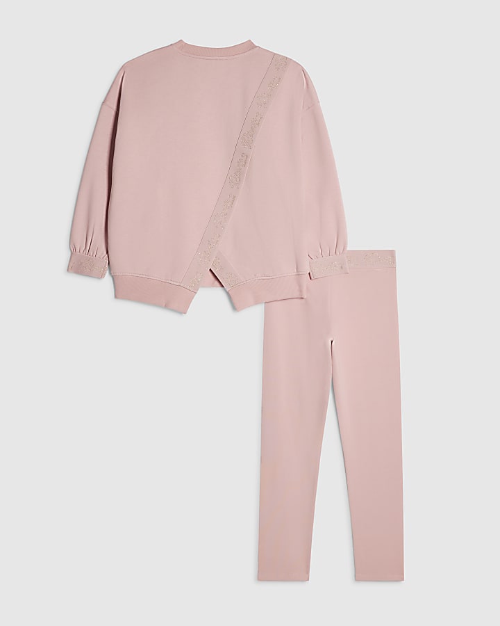 Girls Pink RI Split Back Sweatshirt Set