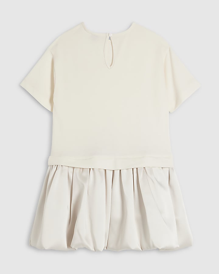 Girls Cream Bubble Hem Skirt Dress