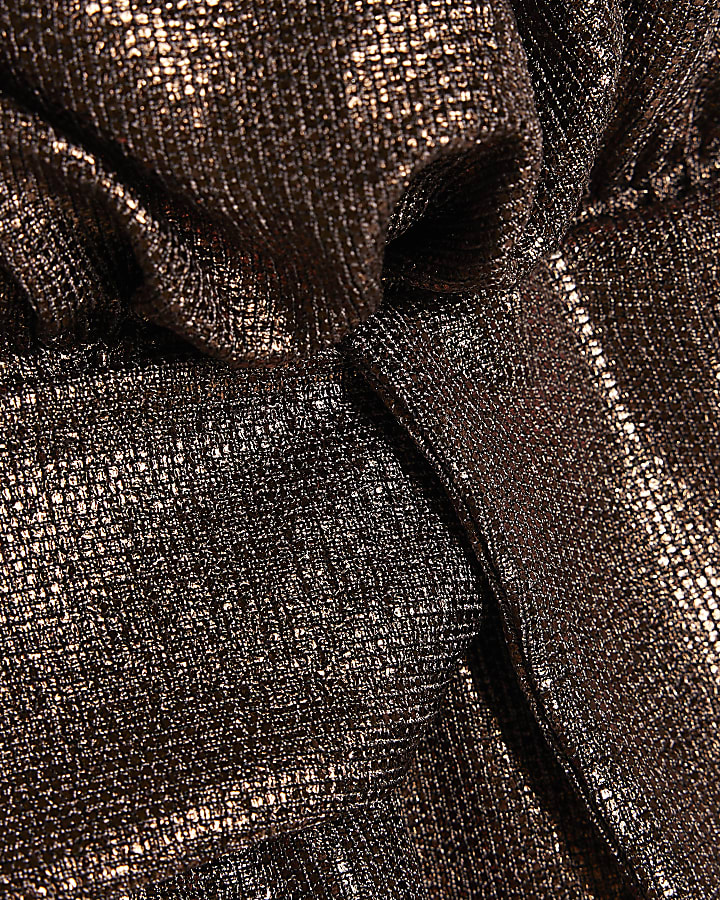 Mini Girls Brown Metallic Dress