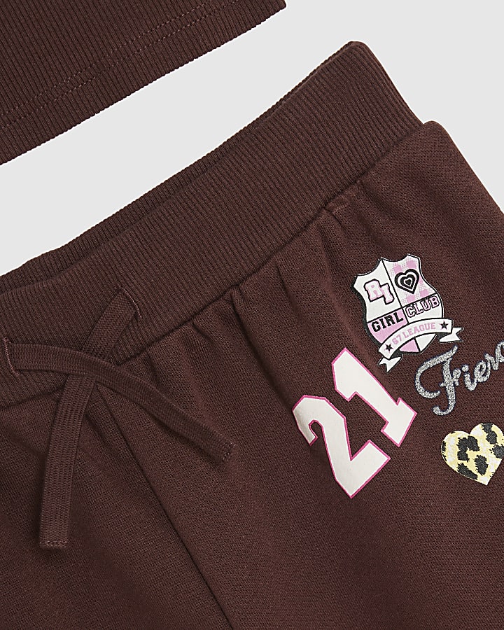 Girls Burgundy 21 T-Shirt And Joggers Set