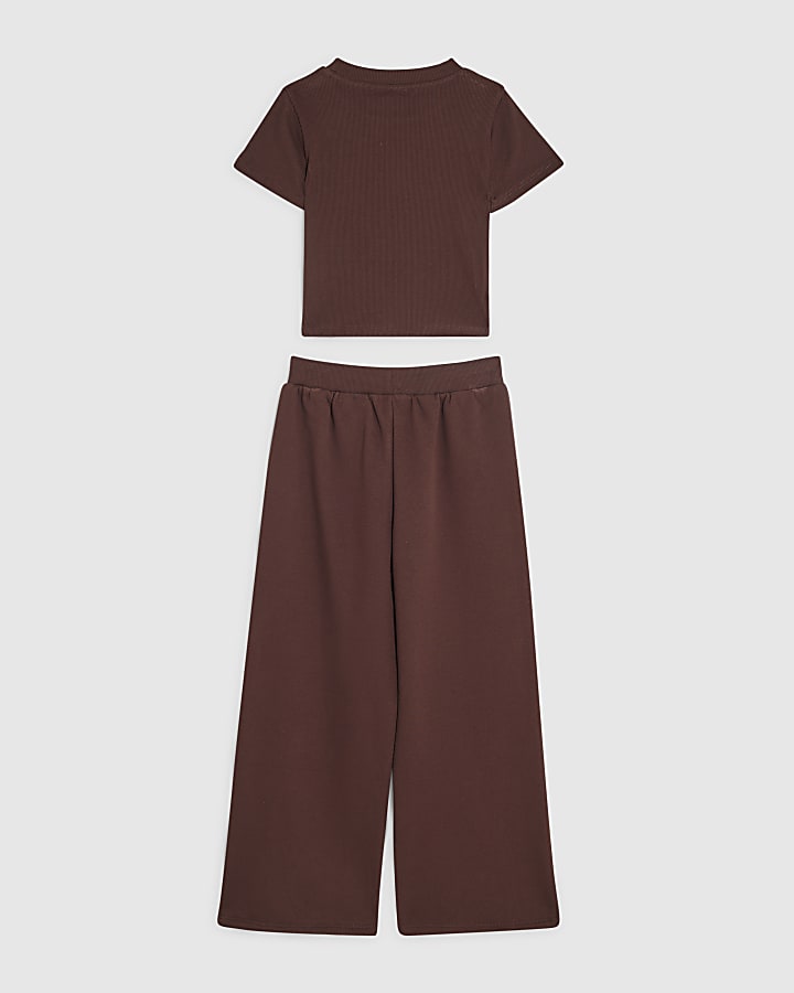 Girls Burgundy 21 T-Shirt And Joggers Set