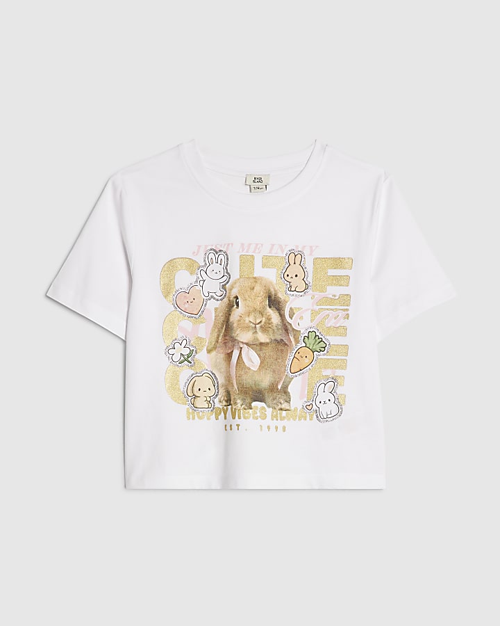 Girls White In My Cute Era Crop Top