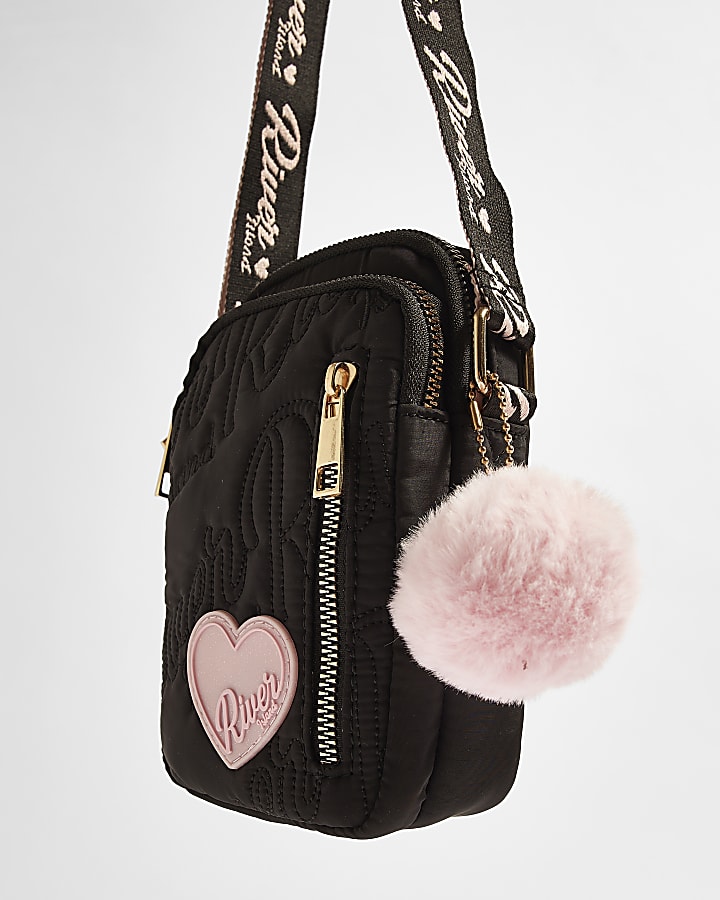 Girls Black Heart Festival Crossbody Bag