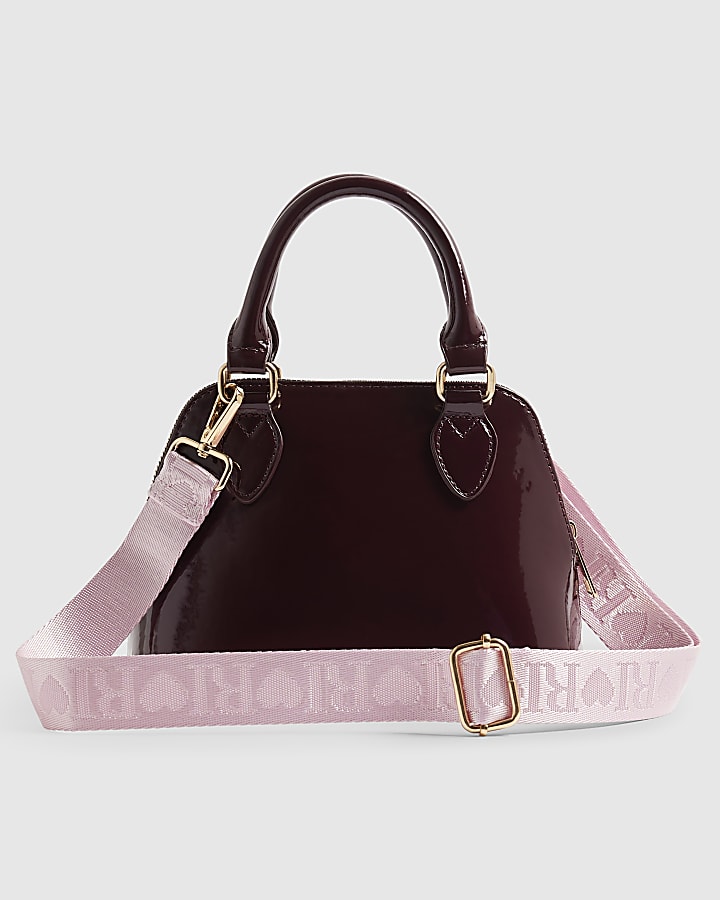 Girls Red Embossed Monogram Cross Body Bag