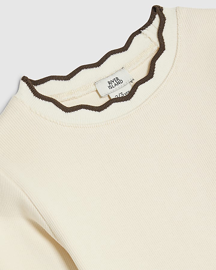 Mini Girls Brown Faux Leather Pinafore Dress