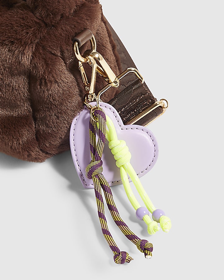 Girls Brown Faux Fur Mini Crossbody Bag