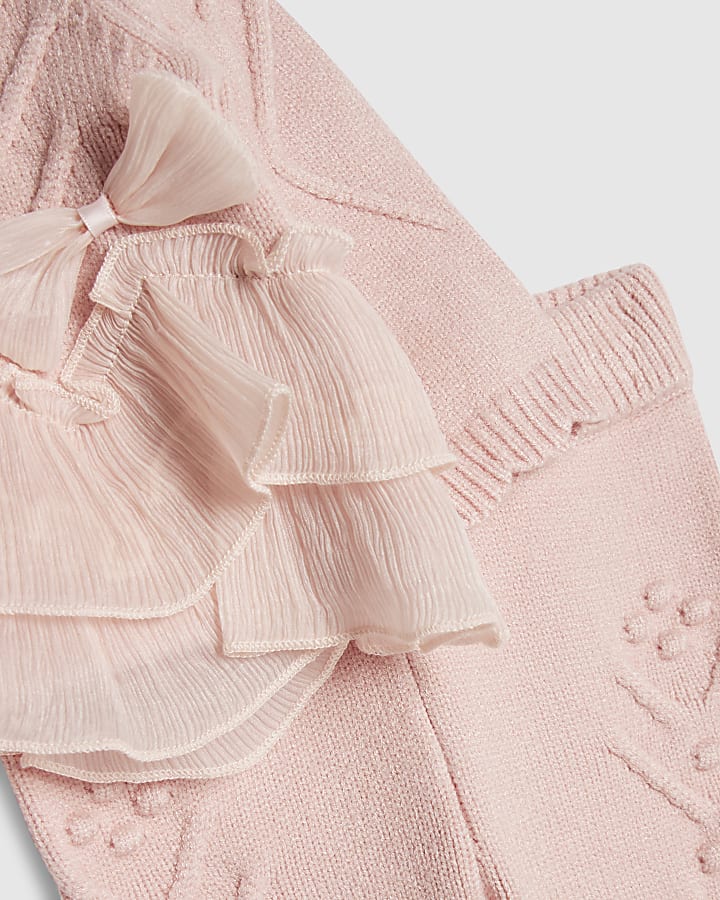Baby Girls Pink Bow Tulle Knit Cardigan Set