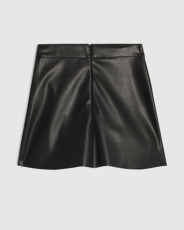 Girls Black Heart Studded Pleated Skirt