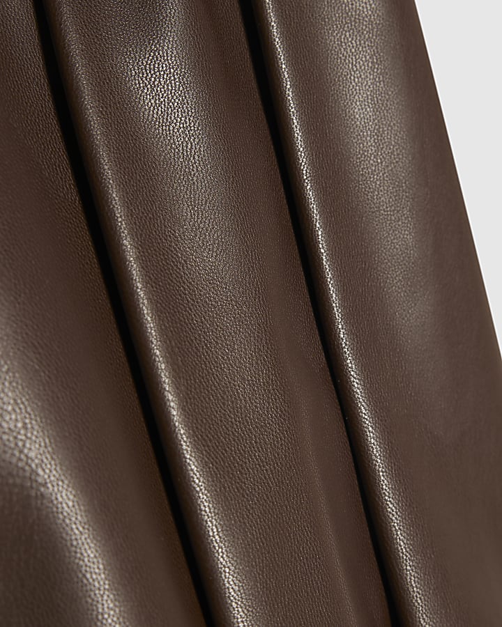 Girls Brown Heart Studded Pleated Skirt