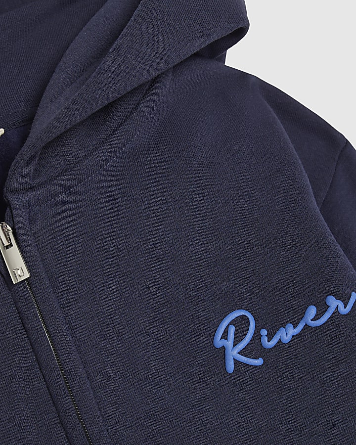 Mini Boys Navy RI Zipped Hoodie Set