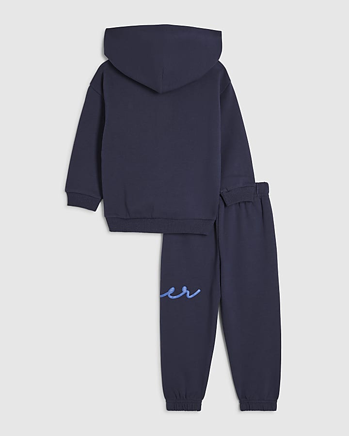 Mini Boys Navy RI Zipped Hoodie Set